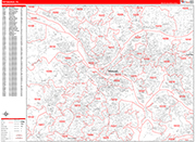 Pittsburgh  Wall Map Red Line Style