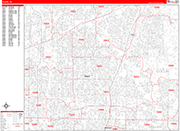 Plano  Wall Map Red Line Style