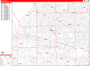 Plantation  Wall Map Red Line Style