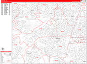 Pomona  Wall Map Red Line Style