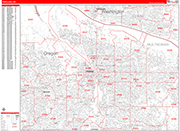 Portland Wall Map Red Line Style