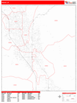 Provo  Wall Map Red Line Style