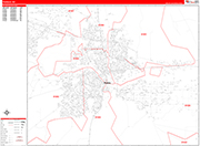 Pueblo  Wall Map Red Line Style