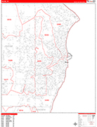 Racine  Wall Map Red Line Style