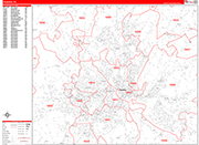 Reading  Wall Map Red Line Style