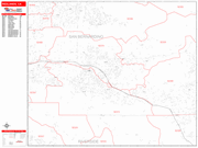 Redlands Wall Map Red Line Style