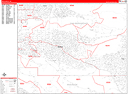 Redlands  Wall Map Red Line Style