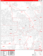 Rialto  Wall Map Red Line Style