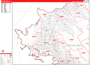Richmond  Wall Map Red Line Style