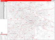 Richmond  Wall Map Red Line Style