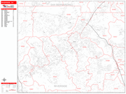 Riverside  Wall Map Red Line Style