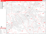 Riverside  Wall Map Red Line Style