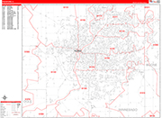 Rockford  Wall Map Red Line Style