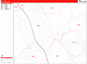 Rockville Wall Map Red Line Style