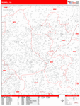 Roswell  Wall Map Red Line Style