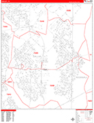 Rowlett  Wall Map Red Line Style