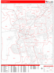 Sacramento  Wall Map Red Line Style