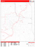 Saginaw  Wall Map Red Line Style