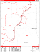 Saginaw  Wall Map Red Line Style
