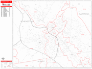 Schenectady  Wall Map Red Line Style