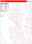 Seattle  Wall Map Red Line Style