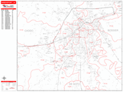 Shreveport Wall Map Red Line Style