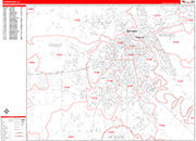Shreveport  Wall Map Red Line Style