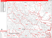 Somerville  Wall Map Red Line Style
