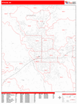 Spokane  Wall Map Red Line Style