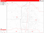 Springdale  Wall Map Red Line Style
