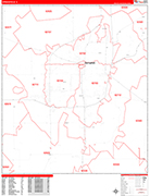 Springfield  Wall Map Red Line Style