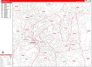 Springfield  Wall Map Red Line Style