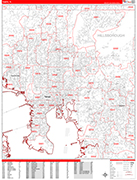 Tampa  Wall Map Red Line Style