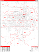 Topeka  Wall Map Red Line Style