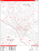 Trenton  Wall Map Red Line Style