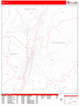 Troy  Wall Map Red Line Style