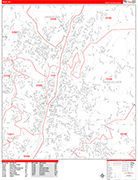 Troy  Wall Map Red Line Style