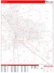 Tucson  Wall Map Red Line Style