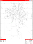 Tulare  Wall Map Red Line Style