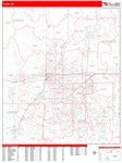 Tulsa  Wall Map Red Line Style