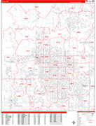 Tulsa  Wall Map Red Line Style