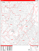 Tustin  Wall Map Red Line Style