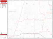 Upland Wall Map Red Line Style