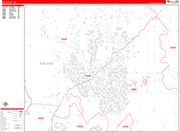 Vacaville  Wall Map Red Line Style