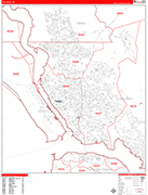 Vallejo  Wall Map Red Line Style
