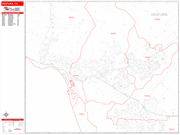 Ventura Wall Map Red Line Style