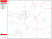 Visalia  Wall Map Red Line Style