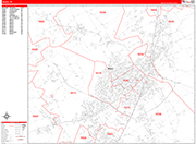 Waco  Wall Map Red Line Style