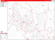 Warren  Wall Map Red Line Style