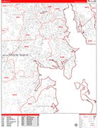 Warwick  Wall Map Red Line Style